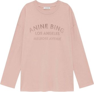 Anine Bing Ivan Long Sleeve Melrose Stencil - Washed Blushed