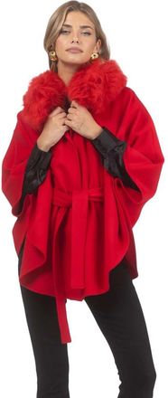 Gorski Wool Belted Cape in Red at Nordstrom