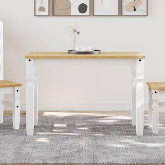 vidaXL Vidaxl - Mesa De Comedor Corona Madera Maciza Pino Blanco 112x60x75 Cm