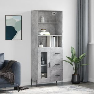 Berkfield Home Highboard Concrete Grey 69.5x34x180 cm Engineered Wood