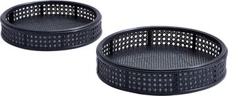 SIA D&eacute;co Set de 2 bandejas decorativas redondas negras L16