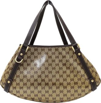 Gucci Beige Brown Coated Canvas Handbag Tote Bag (Pre-Owned)