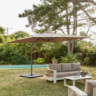 Sweeek 3x4m Rectangular Cantilever Parasol in Beige