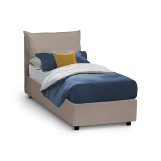 Dmora Cama Individual Datzor, Cama Contenedor Con Tapizado En Ecopiel, 100% Made In Italy, Apertura Frontal, Con Colch&oacute;n Cm 90x190 Incluido, T&oacute;rtola - Dmora