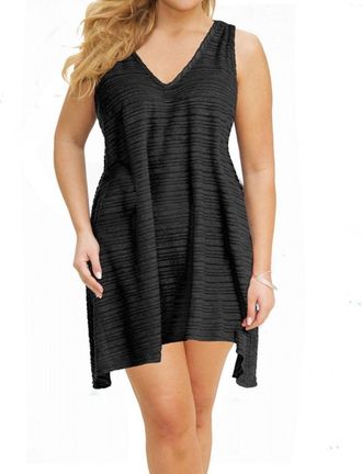 Jordan Taylor Plus Size V-Neck Handkerchief Dress In Black