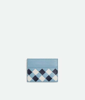 Bottega Veneta Intrecciato Credit Card Case - Blue - Woman - 100% Lambskin