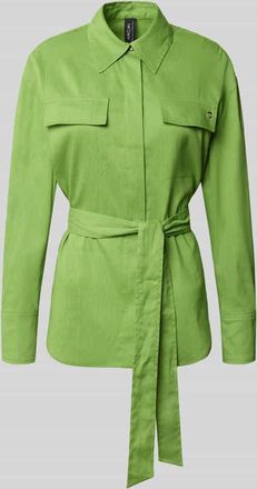 Marc Cain Bluse aus Leinen-Mix mit Brusttaschen in Grass, Gr&ouml;&szlig;e 34