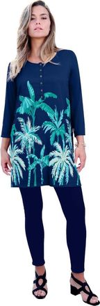 Roaman's Henley Ultra Drape Tunic in Evening Blue Riviera Palms at Nordstrom, Size 20