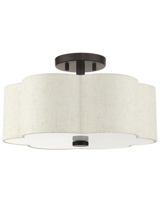 Livex Lighting 3 Light English Bronze Semi-Flush