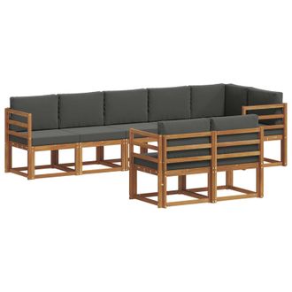 vidaXL Conjunto De Sof&aacute;s De Exterior 8 Pcs Natural Y Antracita Vidaxl