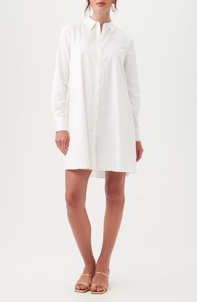 Trina Turk Tulla Oversize Long Sleeve Organic Cotton Shirtdress in White at Nordstrom Rack, Size 12