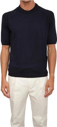 Emporio Armani Blauwe Pullover Sweater Stijlvolle Mode - Heren - Ronde hals truien - Blauw - 3XL - Katoen - Truien & Vesten