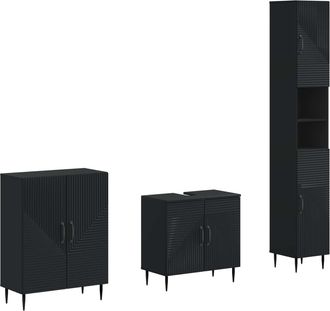 vidaXL Juego De Armarios De Ba&ntilde;o De 3 Piezas Haarlem Negro Vidaxl