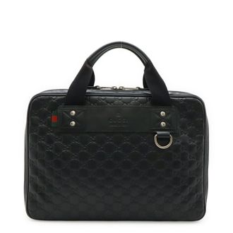 Gucci Black Rubber Leather Laptop Bag (Pre-Owned)