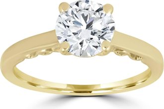 Pompeii3 1Ct Diamond Round Solitaire Engagement Ring 14k Yellow Gold Lab Grown