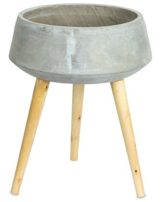 Melrose International Cement Bowl Planter With Wood Legs