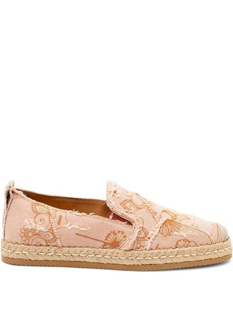 Hogan Espadrilles met bloemenprint en franje - Oranje