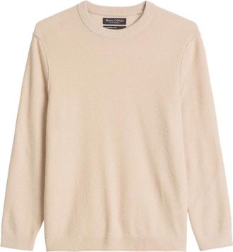 Marc O'Polo Boucl&eacute; Pullover - Heren - Ronde hals truien - Beige - M - Wol - Truien & Vesten