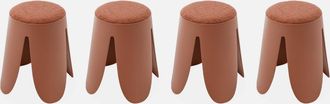 Sweeek Sweeek - Taburetes Apilable De Borreguito Texturizado, Set De 4, Niki, Terracotta, 44x30x46 Cm