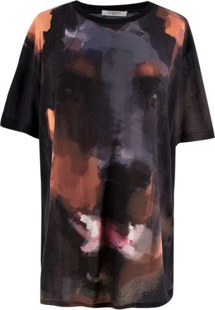 Givenchy Doberman Multicolor Cotton Printed Short Sleeve T-shirt Size L