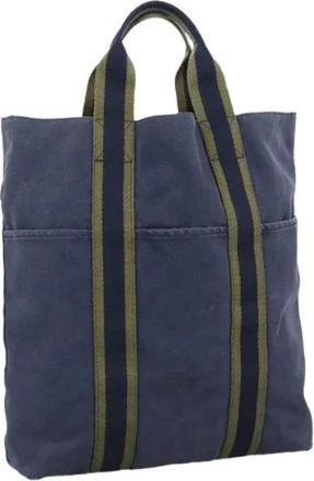 Herm&egrave;s Pre-owned Tote Bags, female, Blue, Size: ONE SIZE Pre-owned Vintage Canvas Tote Bag