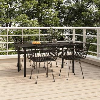 Berkfield Home 5 Piece Garden Dining Set Black Poly Rattan