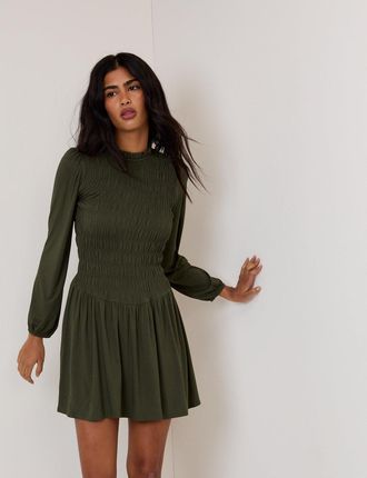 Nobody's Child Khaki Green Ruched Siobhan Mini Dress