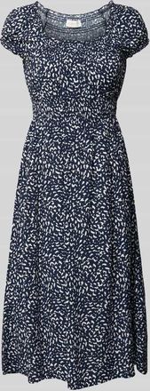 Apricot Knielanges Kleid aus Viskose im Allover-Look in Marine, Gr&ouml;&szlig;e XXL