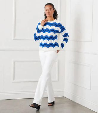 Karen Kane Madigan Multi Color Pointelle Zigzag Sweater In Multicolor