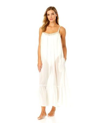 Anne Cole Womens Adjustable Maxi Dress with Seashell Trim Cover Up in Gardenia at Nordstrom, Size X-Large
