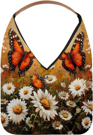 Generic Butterflies Daisies Flower (18) Reusable Lightweight Grocery Bags - Foldable Into Compact Pouch, Washable & Sturdy, Multipurpose for Shopping and Trav