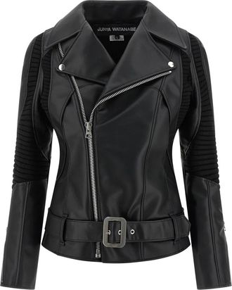 Junya Watanabe Gebreid Inzetstuk Jas - Dames - Zomerjassen - Zwart - L - Leer - Jassen