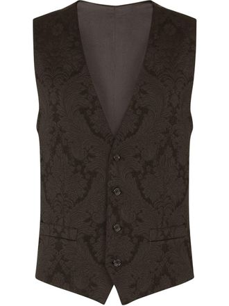 Dolce & Gabbana floral jacquard single-breasted waistcoat - men - Acetate/Elastane/Polyester/Rayon - 48 - Black