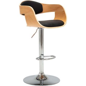 vidaXL Vidaxl - Taburete De Cocina De Madera Curvada Y Cuero Sint&eacute;tico Negro