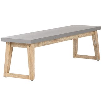 Beliani Beliani - Banco De Jard&iacute;n Tablero De Cemento Reforzado Con Base De Madera Gris 3 Plazas Muebles Modernos Para Patio