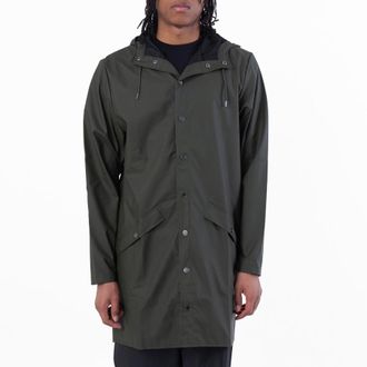 Rains Green Lightweight Waterproof Long Jacket, Size X-Small