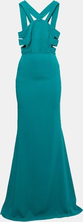 Roland Mouret Persian Green Stretch Crepe Cut-Out Luzon Gown