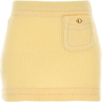 Prada Womens Yellow Cashmere Mini Skirt - Size EU 32 (Womens)