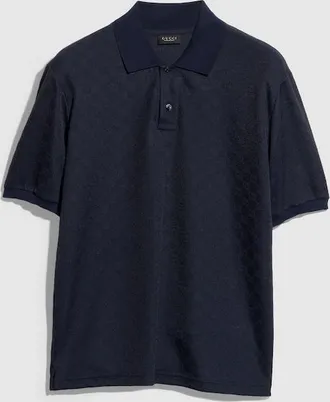 Gucci Lightweight GG Jersey Polo Shirt, Size XXXL, Blue, Ready-to-wear