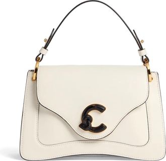 Coccinelle Leather cross body bag shoulder bag C-Me Calf & Marb Handbag Pearl creme-white