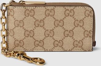 Gucci Essence Classic Zip Key Case, Beige, GG Canvas