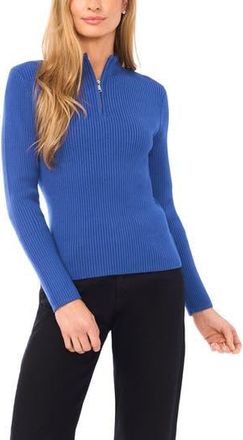 Halogen Rib Quarter Zip Sweater in Mountain Blue at Nordstrom Rack, Size Medium