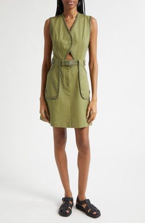 Derek Lam Apollo Utility Cotton Blend Dress in Army Green at Nordstrom, Size 14
