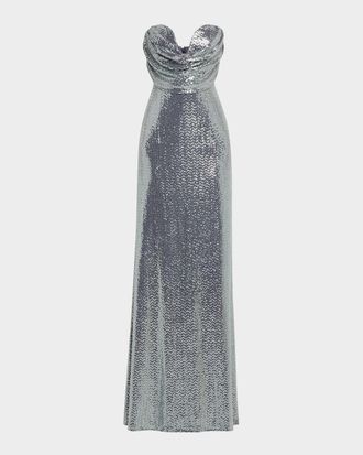 Halston Heritage Juliette Strapless Disco Jersey Gown