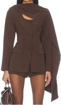 Line & Dot Nimah Scarf Blazer In Brown