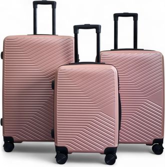 Infinity Leather Harde koffer in roségoud, robuuste handbagagekoffer met 8 wielen