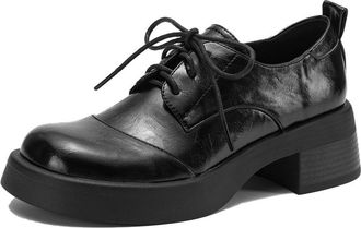 Generic Womens Glossy Faux Leather Loafers Chunky Block Heels Round Toe Slip On Dress Shoes with Pull Tab Lightweight Comfortable Durable Anti Slip Low Top,Bl