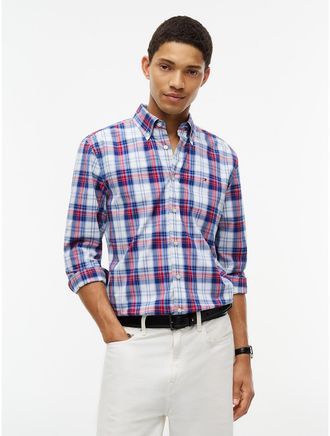 Tommy Hilfiger Mens Regular Fit Plaid Shirt - Red White & Blue - XXL