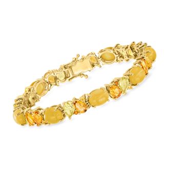 Ross-Simons Multi-Gemstone and Yellow Chalcedony Bracelet in 18kt Gold Over Sterling