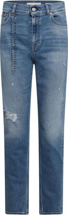 Replay Womens Kiley Tapered-Fit Jeans in Blue Cotton - Size 32W/30L
